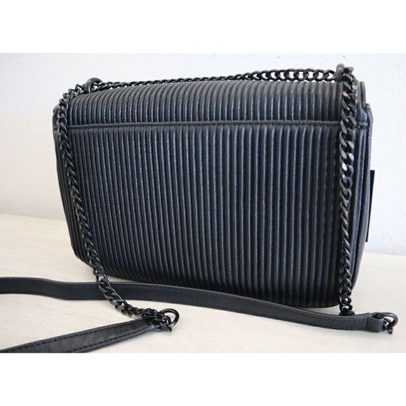 DKNY R343YA59 Women's Sz MD Black Sina Ribbed Crossbody/Shoulder Bag Purse - Picture 8 of 15
